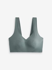 self. Green V-Neckline Smoothing Crop Bra - Image 6 of 8