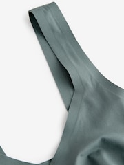 self. Green V-Neckline Smoothing Crop Bra - Image 7 of 8
