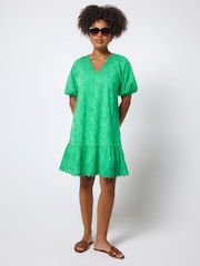 SCAMP & DUDE Green Broderie Short V-Neck Dress - Image 1 of 3