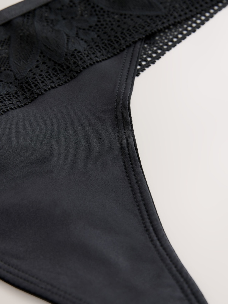 Black Thong Lace And Microfibre Knickers - Image 10 of 10 Black Thong Lace And Microfibre Knickers - Image 10 of 10