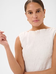 Kaffe White Kabethany Smocked Ruffle Blouse - Image 5 of 7