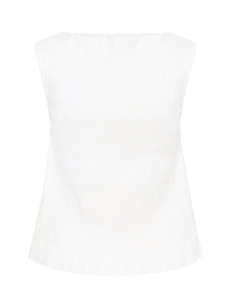 Kaffe White Kabethany Smocked Ruffle Blouse - Image 7 of 7