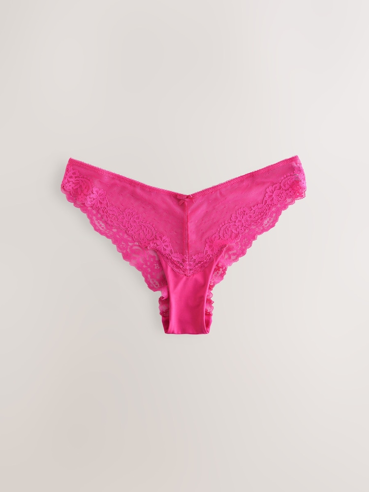 Rose vif - Culotte en résille et dentelle - Image 7 of 9