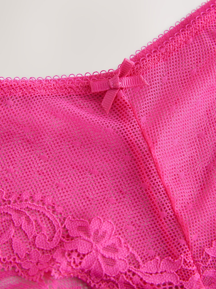 Rose vif - Culotte en résille et dentelle - Image 8 of 9