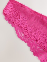 Bright Pink Brazilian Mesh & Lace Knickers - Image 9 of 9
