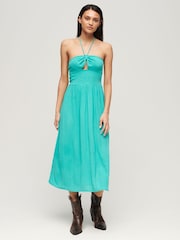 Superdry Green Cut Out Midi Dress - Image 1 of 3