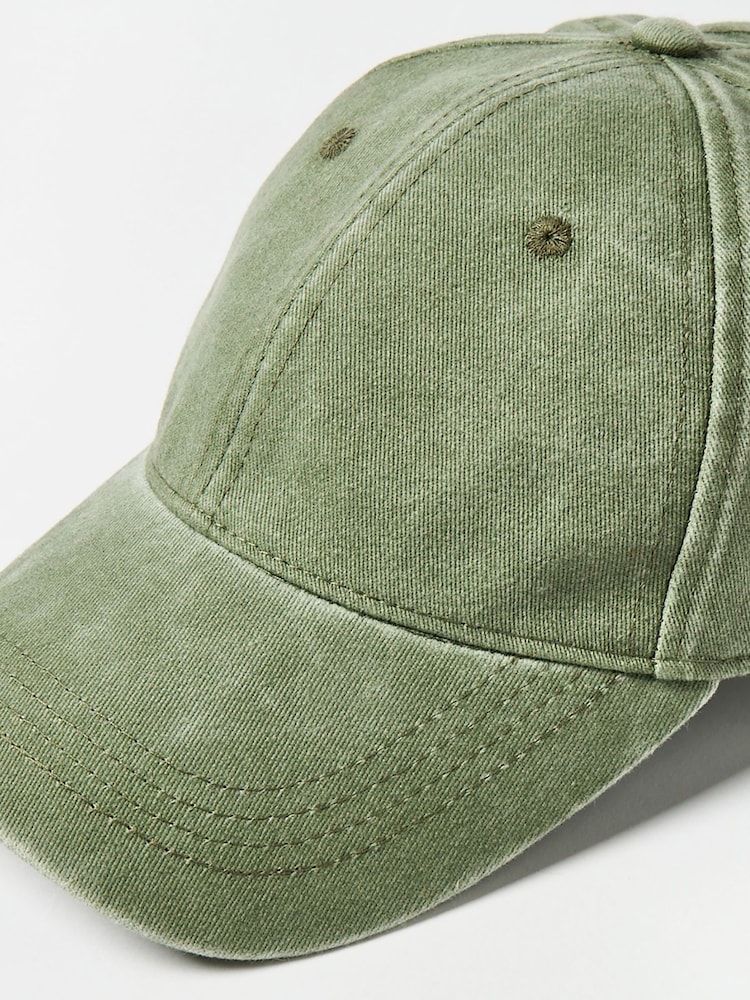 Oliver Bonas Green Washed Bow 100% Cotton Cap Hat - Image 2 of 6