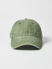 Oliver Bonas Green Washed Bow 100% Cotton Cap Hat - Image 5 of 6