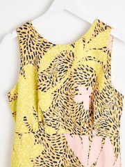 Oliver Bonas Orange Palm Print Midi Dress With Linen - Image 3 of 6