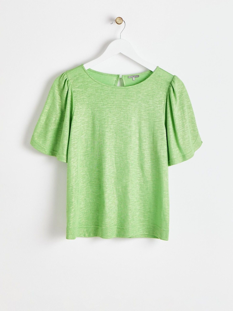 Oliver Bonas Metallic-T-Shirt mit Trompetenärmeln und Leinen - Bild 1 von 6