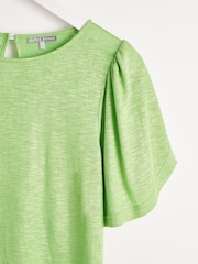 Oliver Bonas Metallic-T-Shirt mit Trompetenärmeln und Leinen - Bild 4 von 6