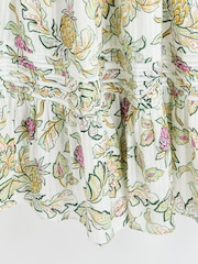 Oliver Bonas White Tropical Paisley Shirred Midi Dress - Image 6 of 6