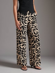 ONLY Black Tile Print Wide Leg Summer Trousers - Image 1 of 5