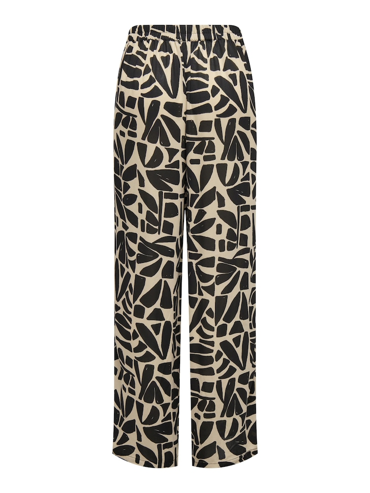 ONLY Black Tile Print Wide Leg Summer Trousers - Image 5 of 5 ONLY Black Tile Print Wide Leg Summer Trousers - Image 5 of 5