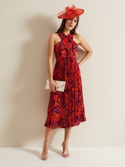 Phase Eight Red Sorella Pleated Midi Dress - Image 1 of 6