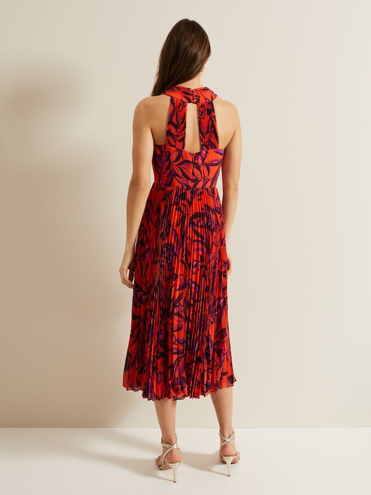 Phase Eight Red Sorella Pleated Midi Dress - Image 2 of 6