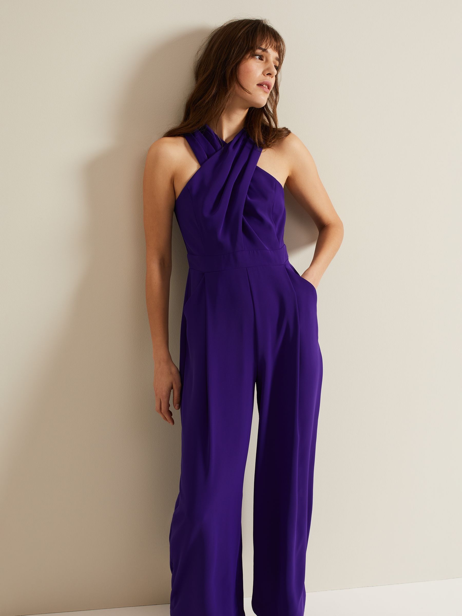 Buy Phase Eight Purple Giorgia Cross Neck Jumpsuit from the
