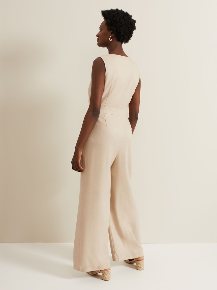Phase Eight Black Zip Front Fraya Jumpsuit With Linen - Image 2 of 6 Phase Eight Black Zip Front Fraya Jumpsuit With Linen - Image 2 of 6
