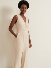 Phase Eight Black Zip Front Fraya Jumpsuit With Linen - Image 3 of 6