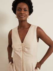 Phase Eight Black Zip Front Fraya Jumpsuit With Linen - Image 4 of 6