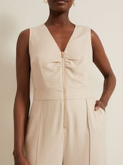 Phase Eight Black Zip Front Fraya Jumpsuit With Linen - Image 5 of 6