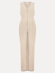Phase Eight Black Zip Front Fraya Jumpsuit With Linen - Image 6 of 6