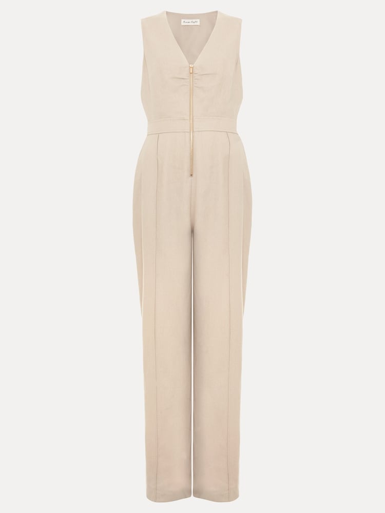 Phase Eight Black Zip Front Fraya Jumpsuit With Linen - Image 6 of 6 Phase Eight Black Zip Front Fraya Jumpsuit With Linen - Image 6 of 6