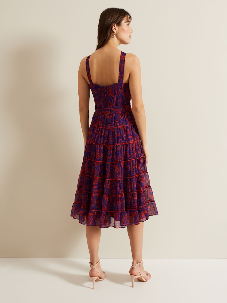 Phase Eight Purple Gillian Halterneck Midi Dress - Image 2 of 6