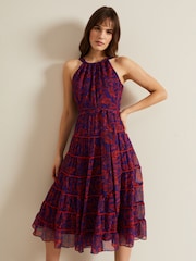 Phase Eight Purple Gillian Halterneck Midi Dress - Image 3 of 6