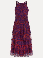 Phase Eight Purple Gillian Halterneck Midi Dress - Image 6 of 6