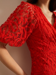 Phase Eight Red Senna Lace Midi Dress - Image 7 of 8