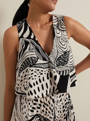 Phase Eight Black Petite Abstract Saskia Pleated Jumpsuit - Image 4 of 6