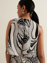 Phase Eight Black Petite Abstract Saskia Pleated Jumpsuit - Image 5 of 6