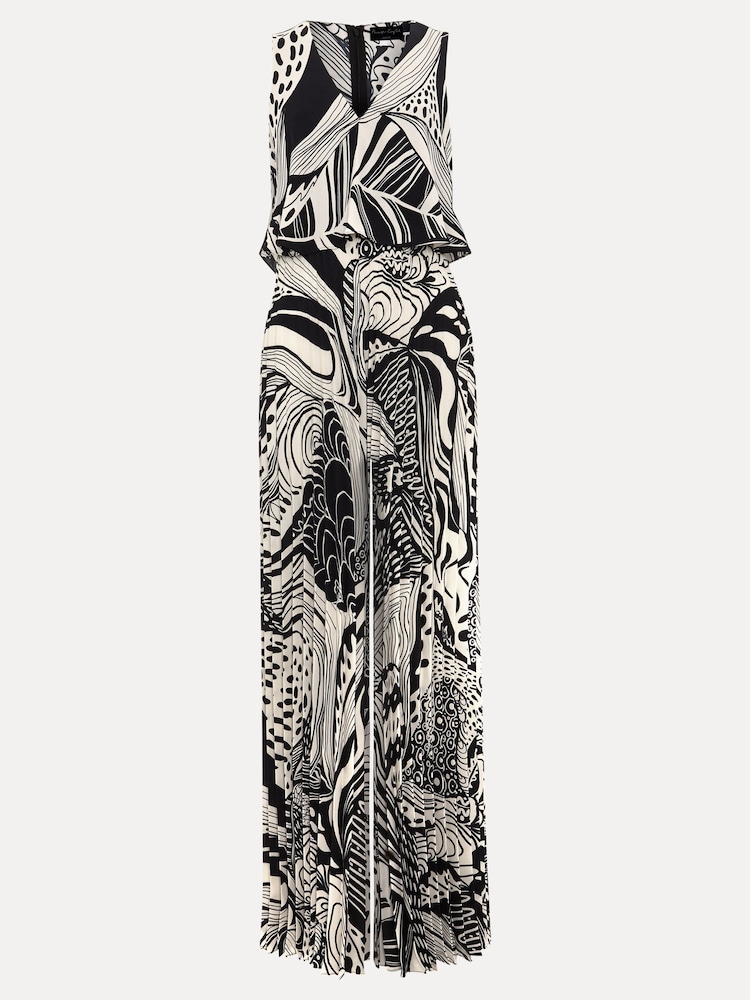 Phase Eight Black Petite Abstract Saskia Pleated Jumpsuit - Image 6 of 6