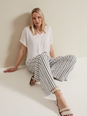 Phase Eight White Linen Laura Button Tab Top - Image 6 of 7
