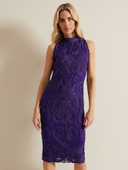 Phase Eight Purple Andrea Tapework Dress - Image 1 of 6