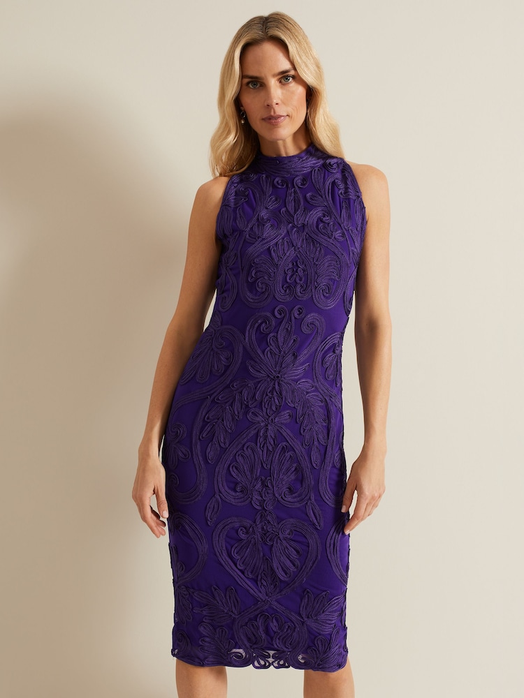 Phase Eight Purple Andrea Tapework Dress - Image 1 of 6
