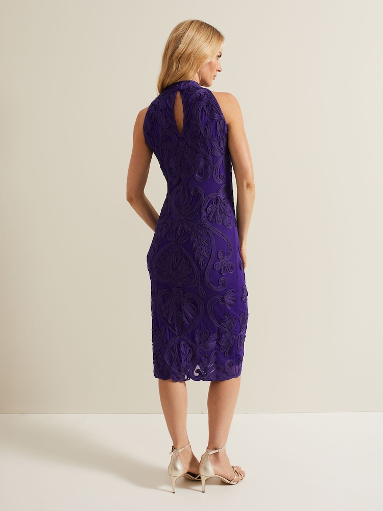 Phase Eight Purple Andrea Tapework Dress - Image 2 of 6