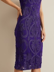 Phase Eight Purple Andrea Tapework Dress - Image 5 of 6