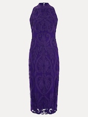 Phase Eight Purple Andrea Tapework Dress - Image 6 of 6