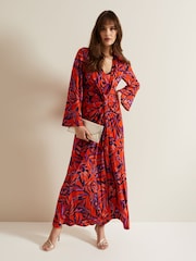 Phase Eight Red Briella Print Jersey Maxi Dress - Image 2 of 8