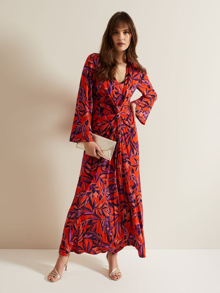 Phase Eight Red Briella Print Jersey Maxi Dress - Image 2 of 8