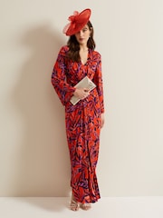 Phase Eight Red Briella Print Jersey Maxi Dress - Image 4 of 8