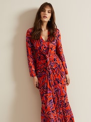 Phase Eight Red Briella Print Jersey Maxi Dress - Image 7 of 8