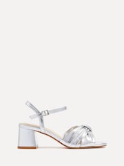 Linzi Silver Charlotte Block Heeled Sandals With Bow Front Detail - Image 2 of 5