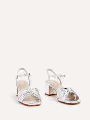 Linzi Silver Charlotte Block Heeled Sandals With Bow Front Detail - Image 3 of 5