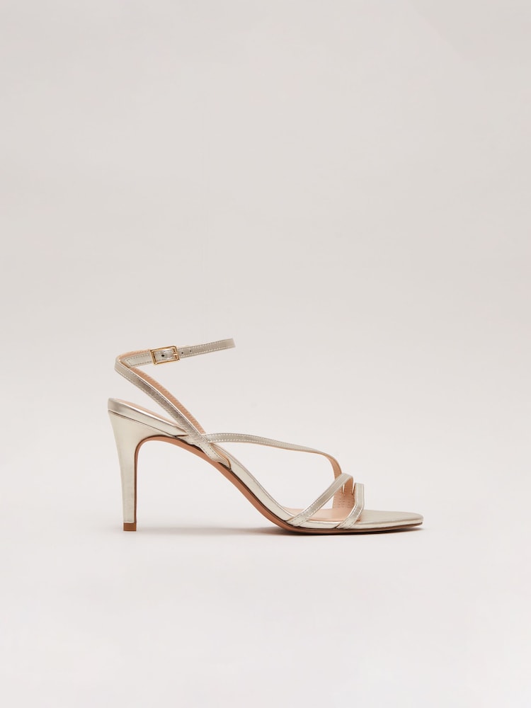 Phase Eight Metallic Leather Barely There Strappy Sandals - Image 1 of 7