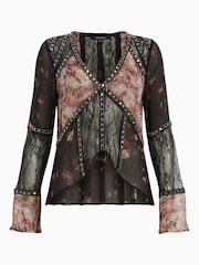AllSaints Black Florence Kora Top - Image 6 of 6