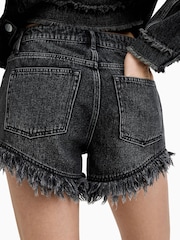 AllSaints Black 100% Cotton Hailey Denim Shorts - Image 5 of 7