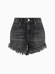 AllSaints Black 100% Cotton Hailey Denim Shorts - Image 7 of 7